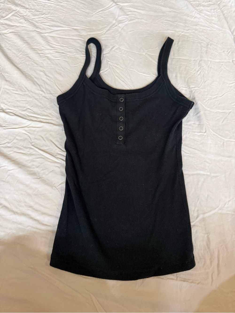 Abercrombie & Fitch Black Ribbed Snap-Front Tank